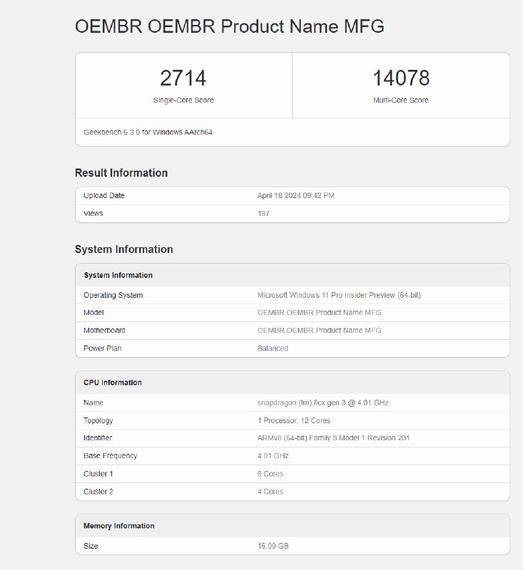 ARM 版 Surface Laptop 6 跑分信息已现身 Geekbench - WinDiscover