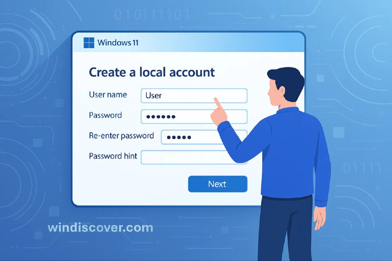一种更简单的 Windows 11 本地账户创建方式，不依赖任何命令和工具 - WinDiscover