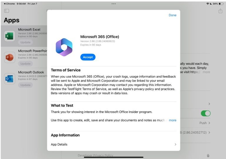 微软在 iOS TestFlight 中开放 Microsoft 365 套件（Office 套件）预览版测试渠道 - WinDiscover