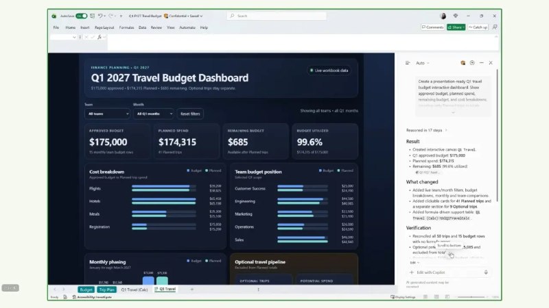 Microsoft Excel 引入 Copilot 交互式画布 支持动态报表自动更新 - WinDiscover