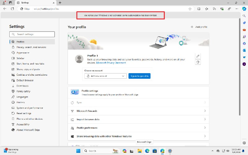 Edge Canary 将限制未激活的 Windows 进行个性化设置 - WinDiscover