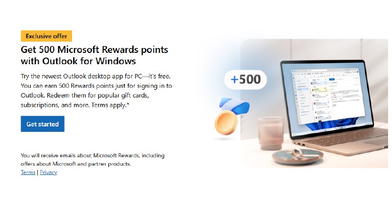 微软限时福利：使用新版 Outlook for Windows 将获得 500 微软积分 - WinDiscover