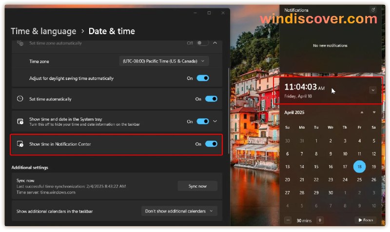 Windows 11 预览版开始支持“日历弹出”窗口时钟显示功能，支持秒针 - WinDiscover