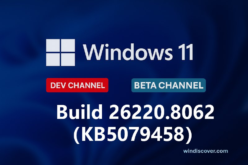 Beta 分支 Windows 11 Build 26220.8062（KB5079458）开始推送 - WinDiscover