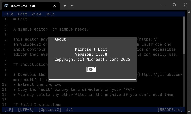 Microsoft Edit 1.20 版本发布，带来大量新体验 - WinDiscover