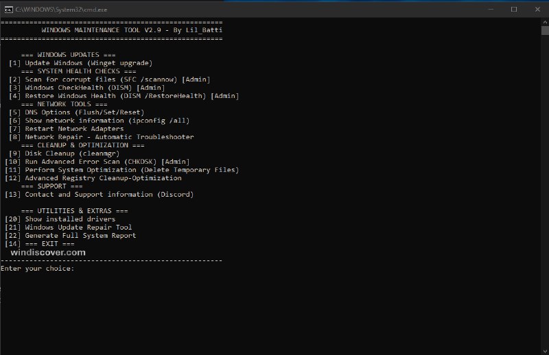 Windows-Maintenance-Tool：集多种诊断工具为一体的 Windows 维护脚本 - WinDiscover