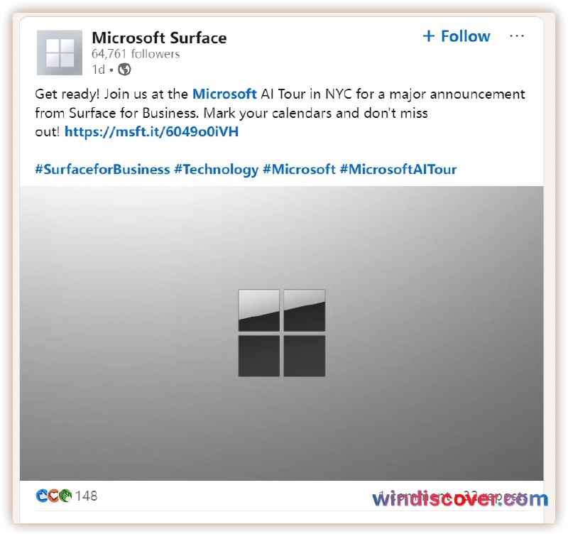 微软将于本月底宣布 Surface 商用款新品 - WinDiscover