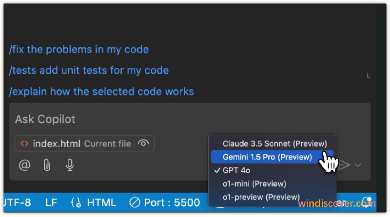 GitHub Copilot 开始支持多种 AI 模型，如：Claude，Gemini 等 - WinDiscover