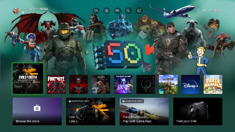 Xbox 推出 50 周年纪念版游戏动态背景、游戏勋章等在线纪念品 - WinDiscover