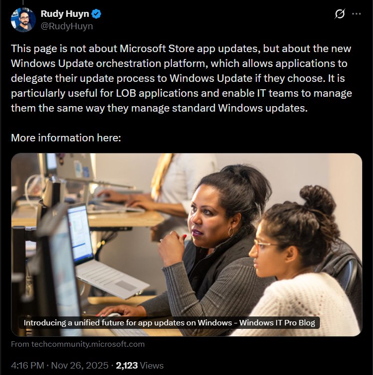 Windows Update 已经开始提供“应用更新”选项 - WinDiscover