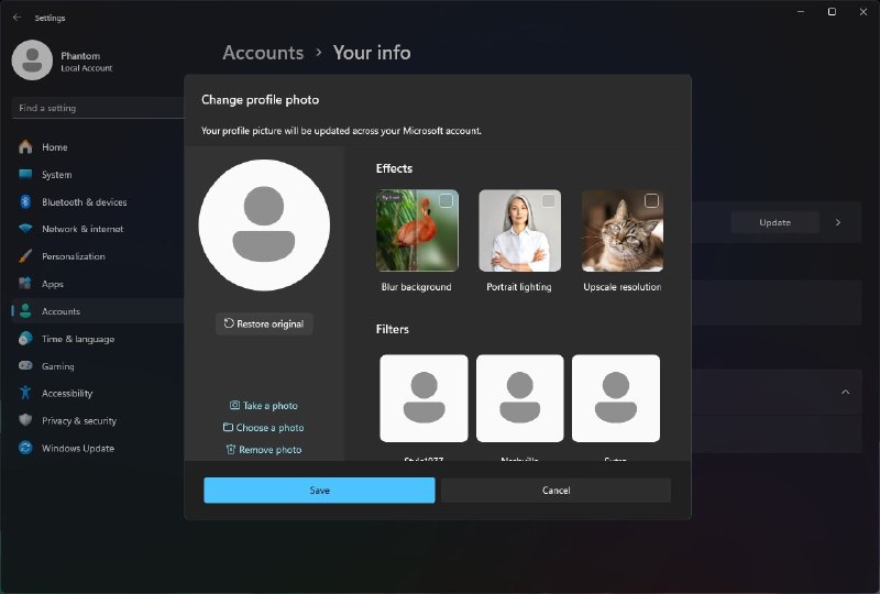 Windows 11 正在测试“个人头像”编辑器 - WinDiscover