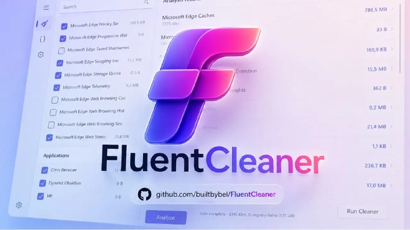 Windows 11 系统清理应用 FluentCleaner 开源发布 提供 WinUI 3 原生体验 - WinDiscover