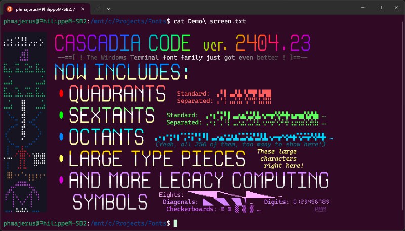 微软宣布 Cascadia Code 新字体：Nerd - WinDiscover