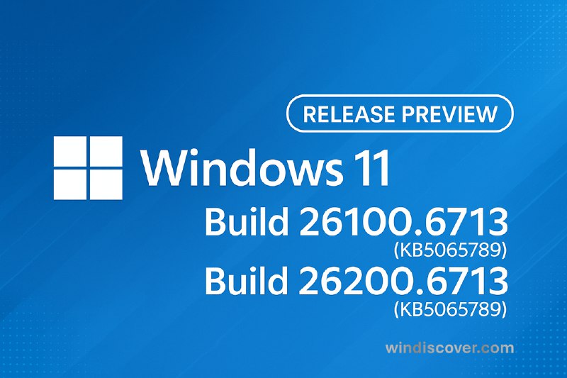 发布预览通道 Windows 11 Build 26100.6713 & 26200.6713（KB5065789）开始推送 - WinDiscover