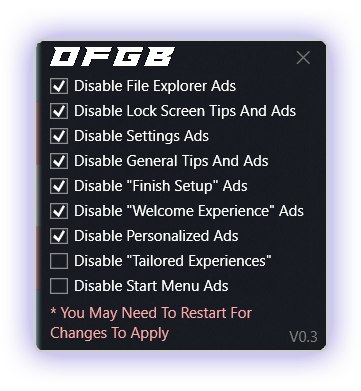 OFGB：Windows 11 系统广告移除工具 - WinDiscover