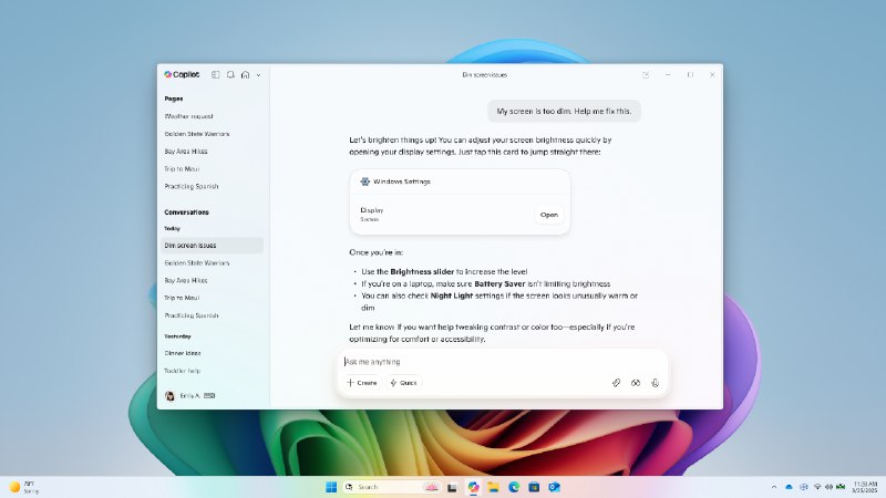 Copilot 应用开始允许用户调整 Windows 设置 - WinDiscover