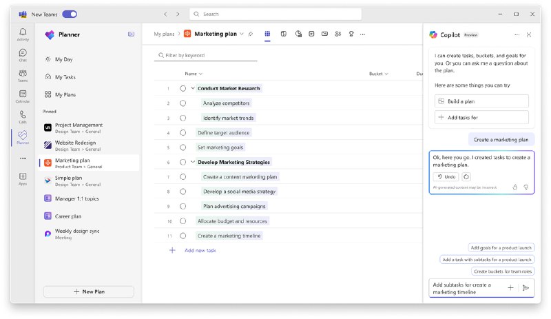 微软宣布 Copilot in Planner 预览版体验 - WinDiscover
