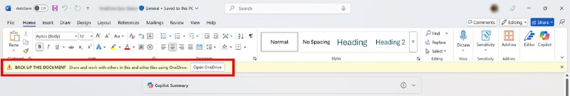 微软推迟在 Microsoft 365 应用中部署 OneDrive 文件备份横幅提示 - WinDiscover