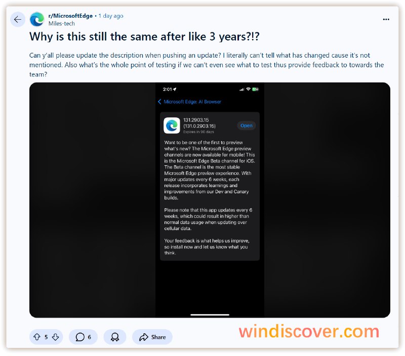 网友不满 Edge 更新日志不清晰，Android 版即将支持底部地址栏 - WinDiscover