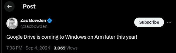 Google Drive 即将原生支持 Windows on ARM - WinDiscover