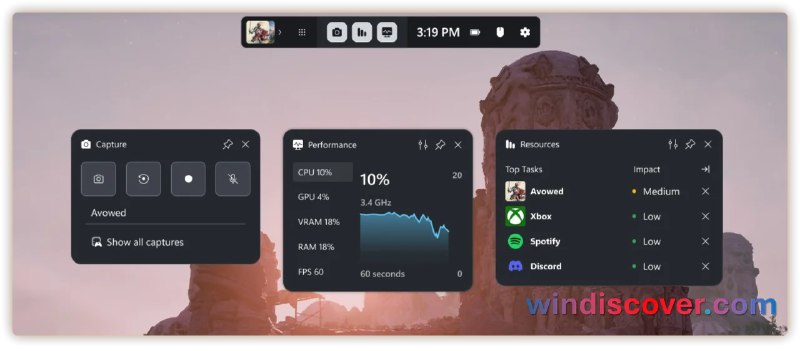 Windows Game Bar 游戏工具栏迎来视觉升级并新增紧凑模式 - WinDiscover