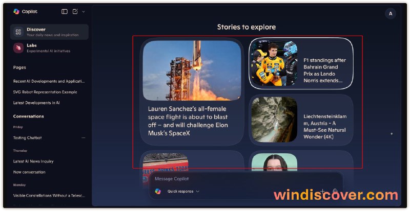 Copilot 网页版即将加入 MSN 新闻信息流 - WinDiscover
