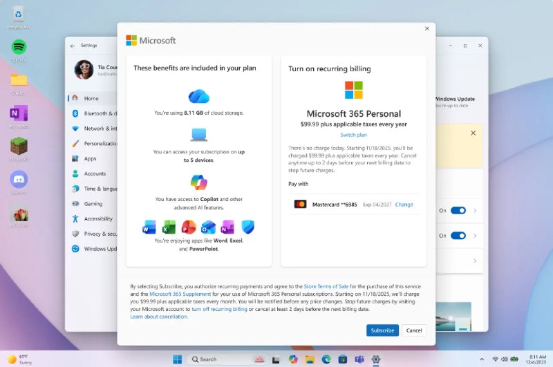 微软为Microsoft 365用户在Windows 11内嵌订阅续费提醒功能 - WinDiscover